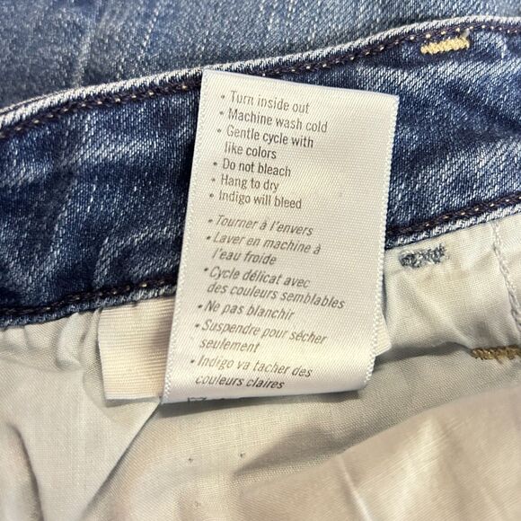 Paige Hoxton Blue Medium Wash Mid Rise Slim Crop Fray Hem Jeans Size 29 - Picture 11 of 15